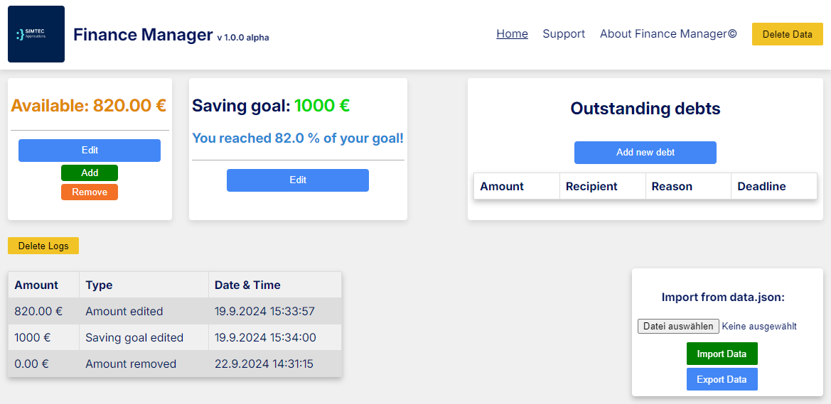 Finance Manager Screenshot 1